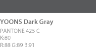yoons dark gray pantone 425 c K:80 R:88 G:89 B:91